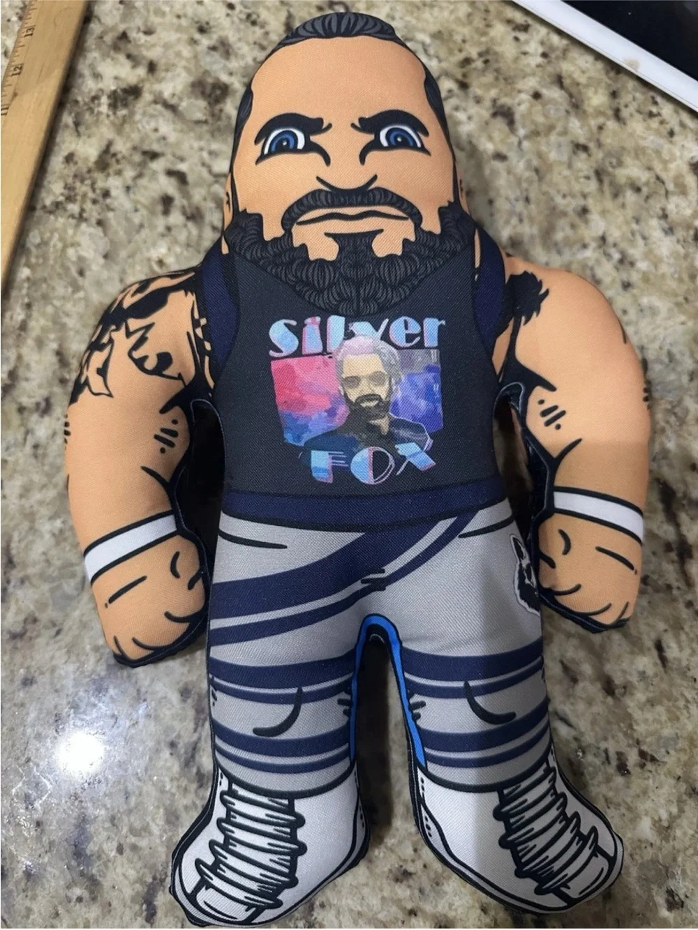 WWE Silver Fox Plush Figure - Blue, Black, Gray, White